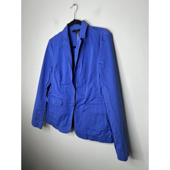 Talbots Womens Cotton Blue Blazer Jacket Single Breasted Long Sleeve Size 10 - Picture 3 of 11